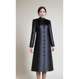 Customized hymn robe, stand collar single row button design, order hymn robe, robe design, black priest robe, hymn robe supplier CHR031 Customized hymn robe, stand collar single row button design, order hymn robe, robe design, black priest robe, hymn robe supplier CHR031